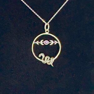 Mystic Topaz Gemstone Triple Moon Snake Pendant Sterling Silver 18 in Chain
